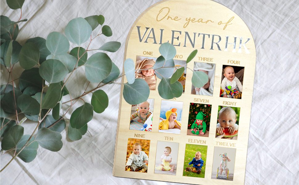 Baby&#39;s First Year Wood Photo Board