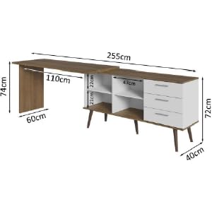 Escrivaninha Mesa de Escritório de Canto 3 Gavetas Lisboa Madesa