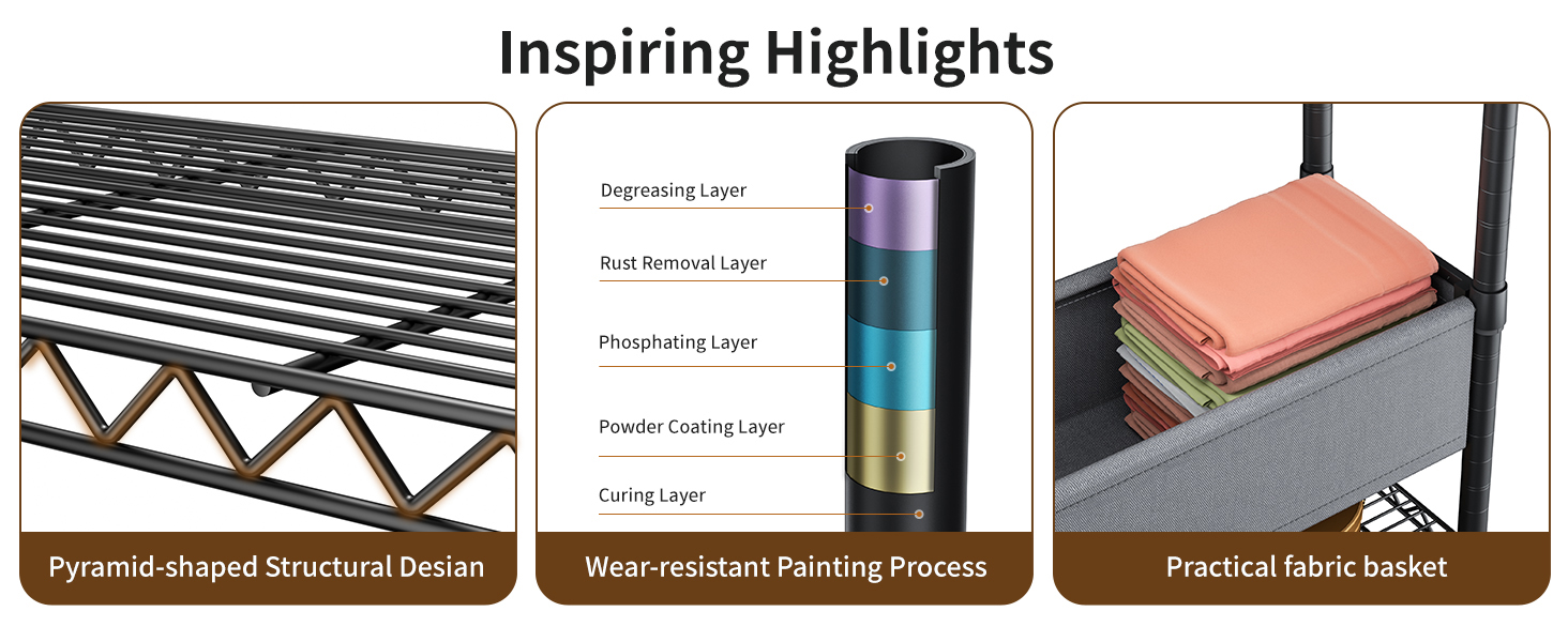 Clothes Rack with Fabric Basket