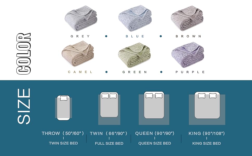 KAWAHOME Knit Blanket Lightweight Soft Breathable Cozy