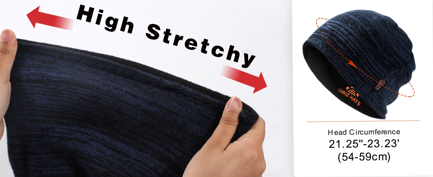 Stretchy acrylic fabric accommodates different head sizes and hair styles for a snug and flexible fe