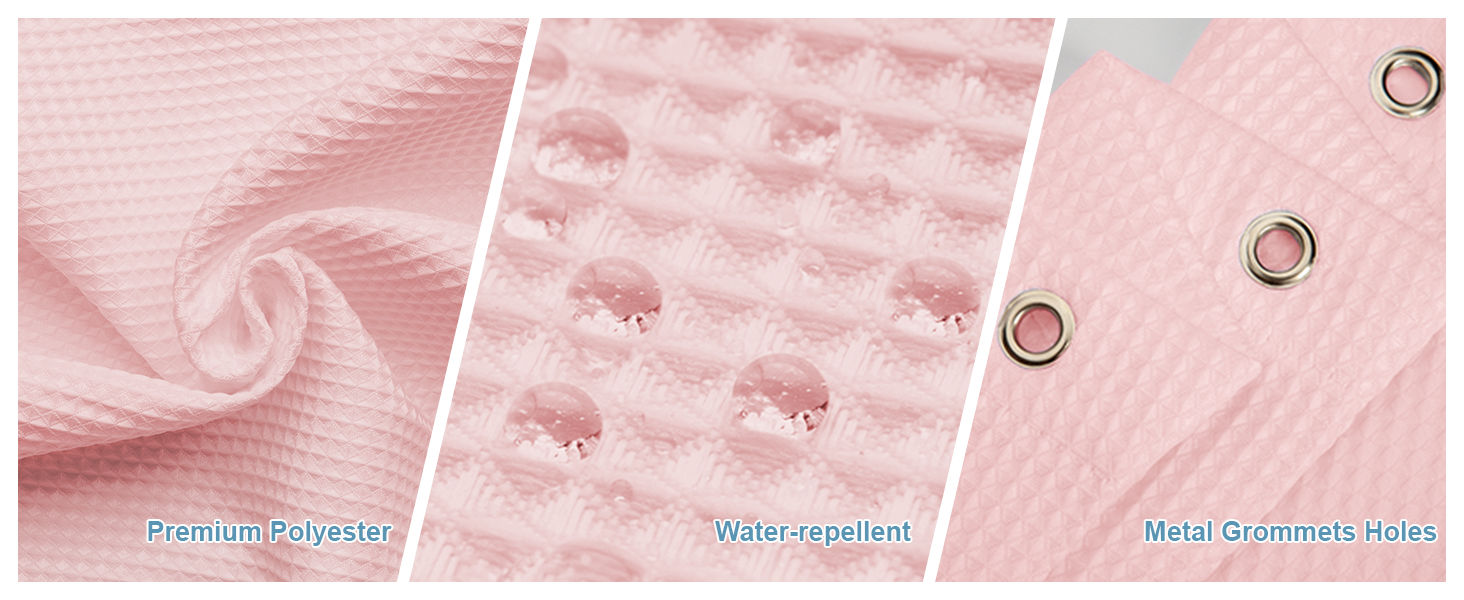 blush pink waffle shower curtain