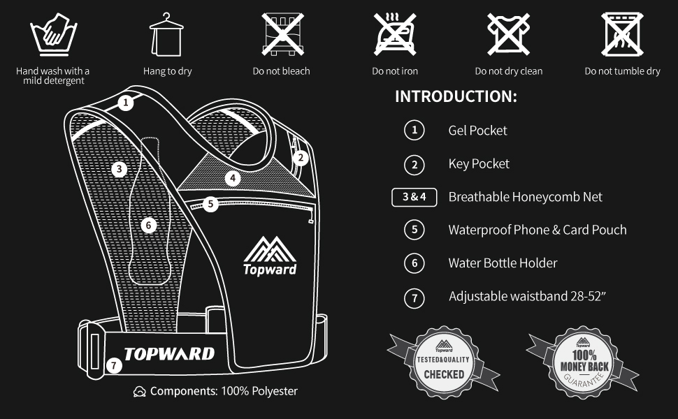 Topward Running Vest Phone Holder for Men Women, Waterproof