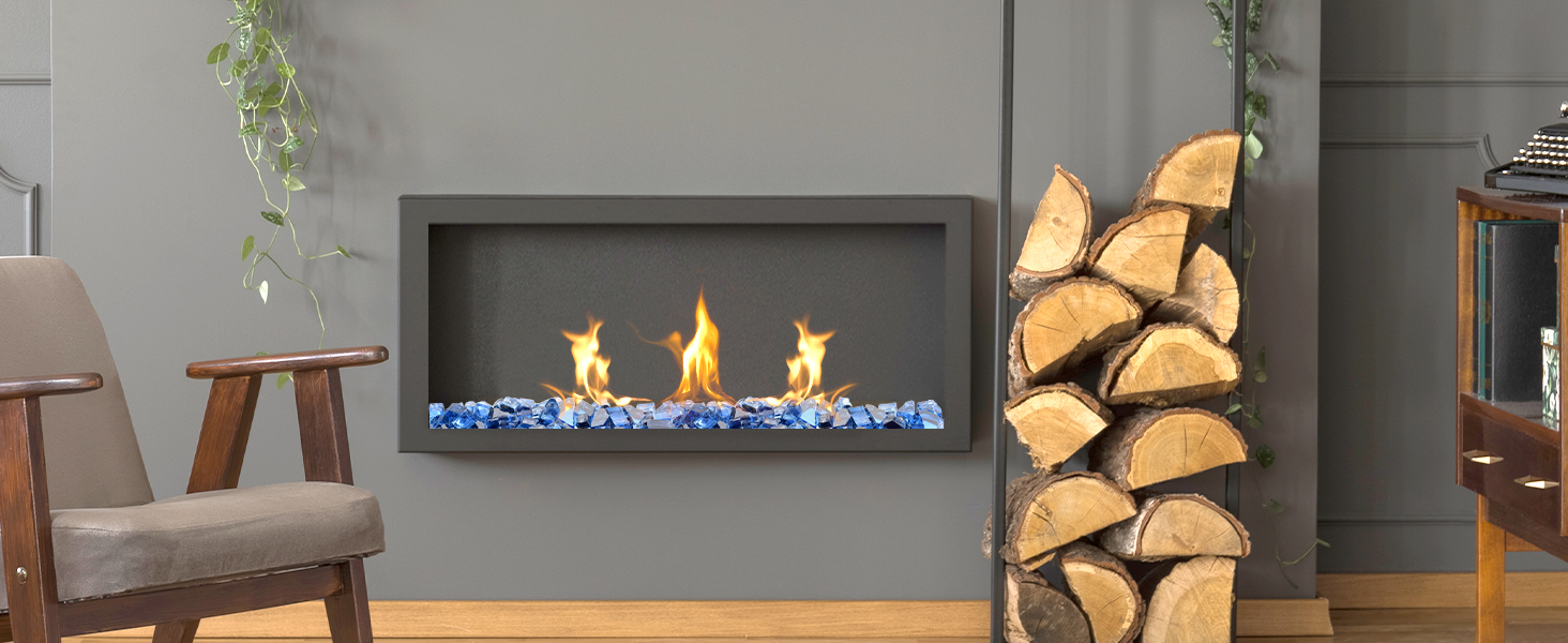 vchin Blue Fire Pit Glass, 10 Pounds High Luster Reflective