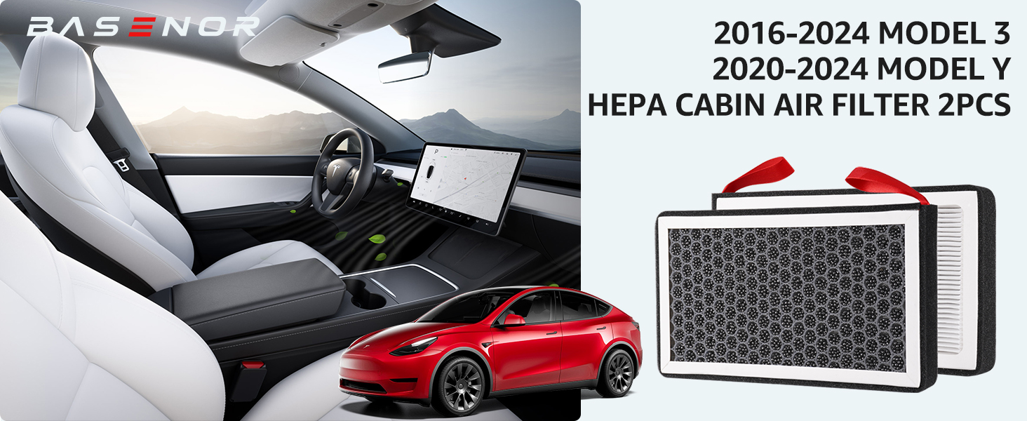 BASENOR Tesla Model 3 Model Y Cabin Air Filter HEPA