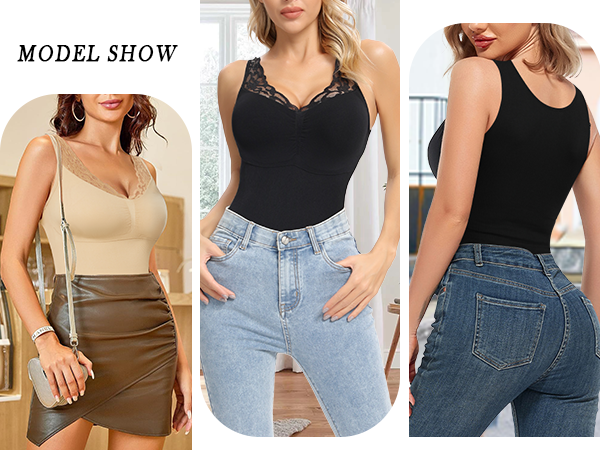 LIRASDIS Lace Shapewear Tank Tops for Women, V Neck