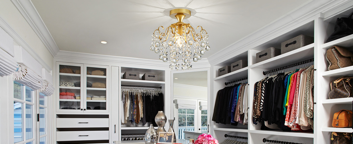 WUZUPS Crystal Chandelier Flushmount Ceiling Light