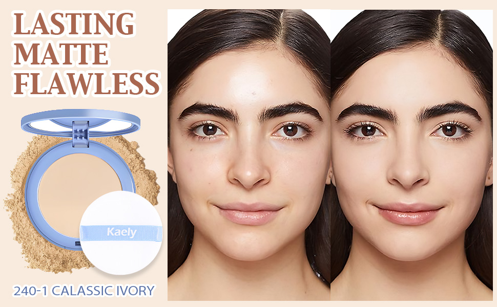 Kaely Pressed Face Powder Compact, Oil Control Flawless Makeup Setting Powder
