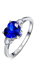 Damen Ring Blau Herz Liebe Saphir 925 Sterling Silber Zirkonia Verlobungsring Frauen Schmuck
