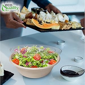 disposable fiber sugarcane paper bowls salad soup acai tree free compost safe degradable