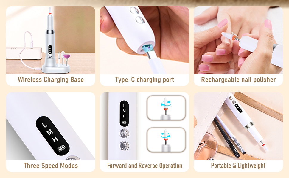 Wireless Drill para Uñas Profesional Machine Grinder Acrylic
