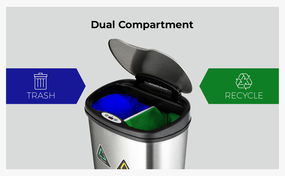 Ninestars DZT5013R Touchless Stylish Motion Sensor Dustbin with Lid