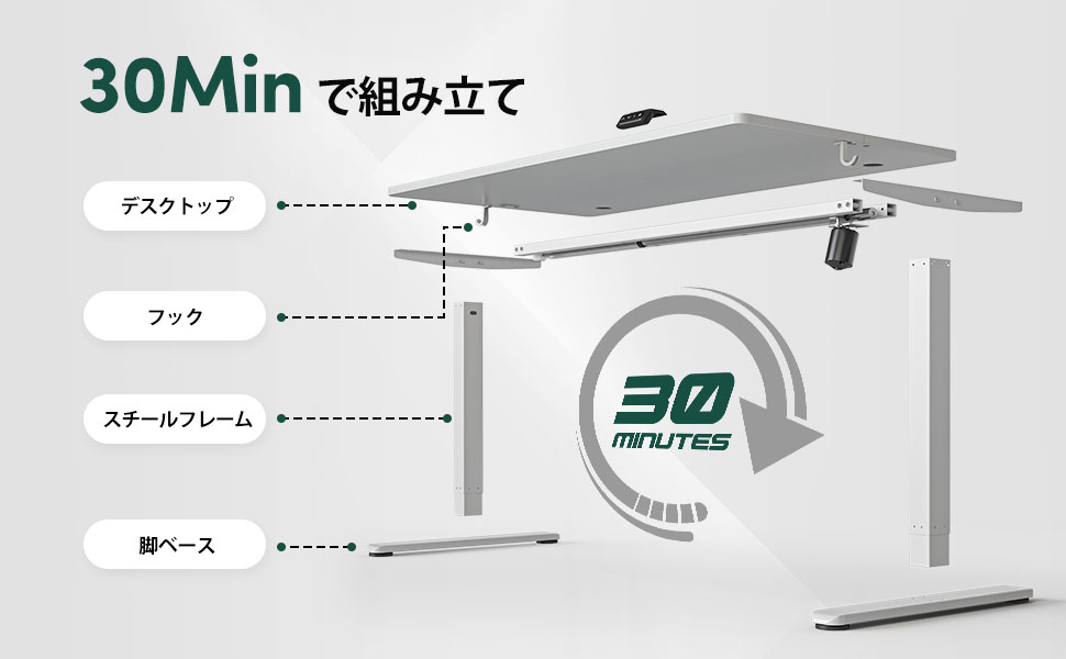 Amazon | Cubiker 昇降デスク 電動 昇降式デスク 幅100cm オフィス