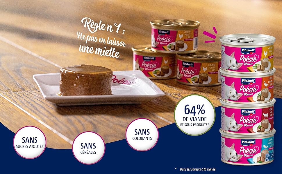 chat;pâtée;humide;repas;mousse ;plaisir;gourmand;viande;sain;irrésistible;appétence;Poésie;Vitakraft