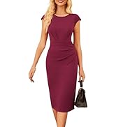 GRACE KARIN Women's Wear to Work Dresses 2025 Cap Sleeve Bodycon Midi Dress Ruched Business Offic...