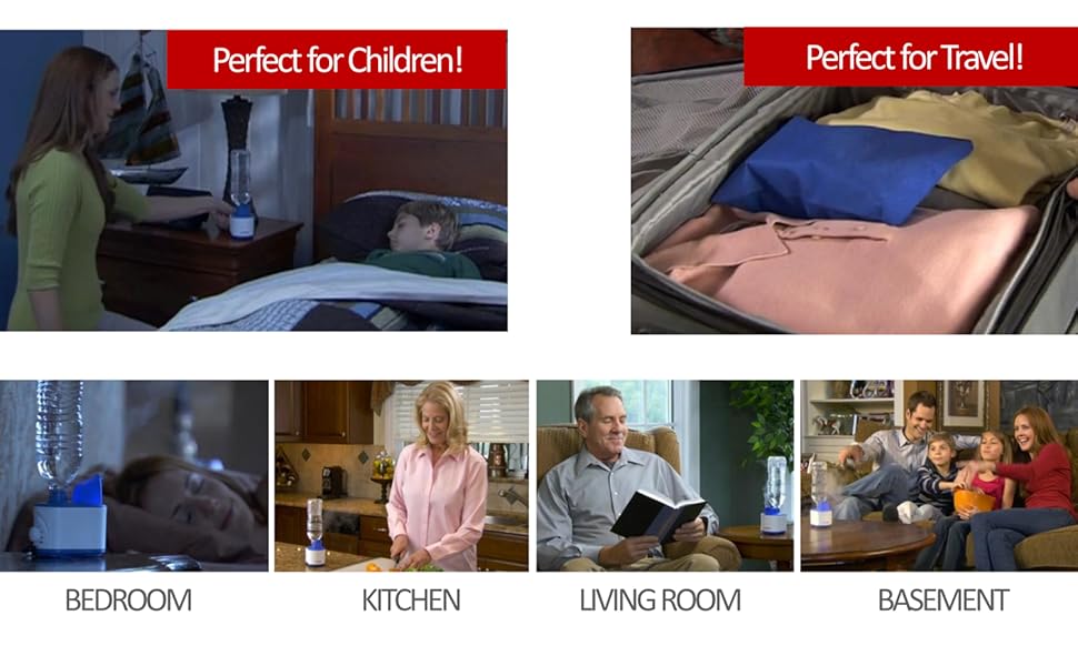 Bell+Howell Sonic Breathe Water Bottle Humidifier, Easy to Use Small Humidifier, No Leak