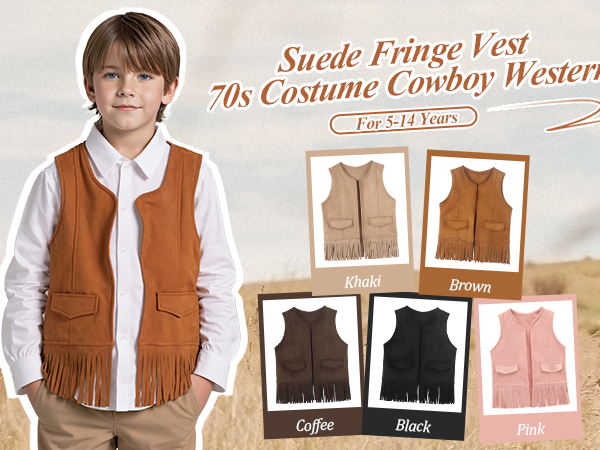 Amazon.com: Spring&Gege Kids Suede Fringe Vest 70s Cowboy