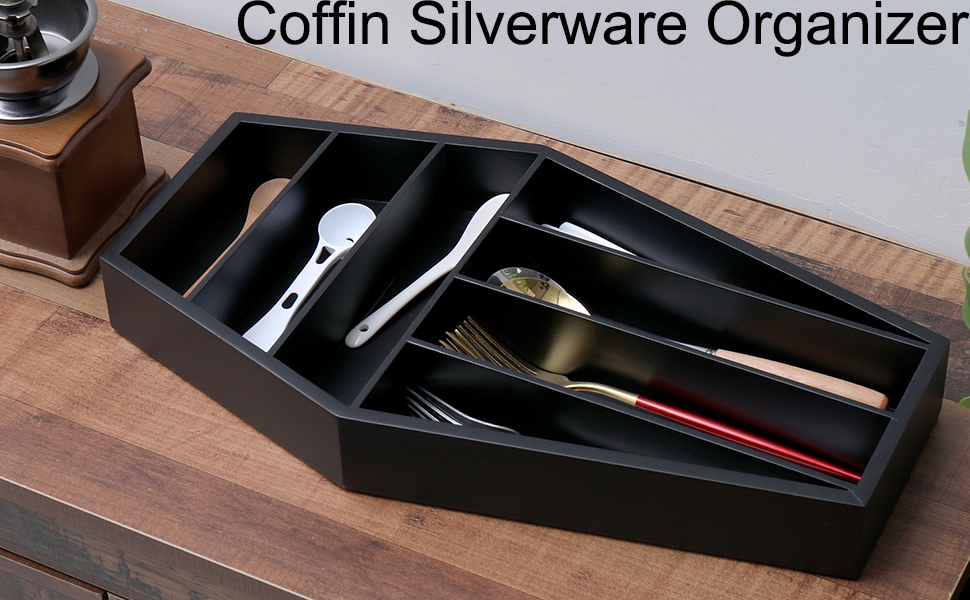 Coffin Silverware Organizer Kitchen Drawer Organizer