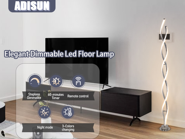 ADISUN 31W Modern Floor Lamp, LED Spiral Floor Lamp for