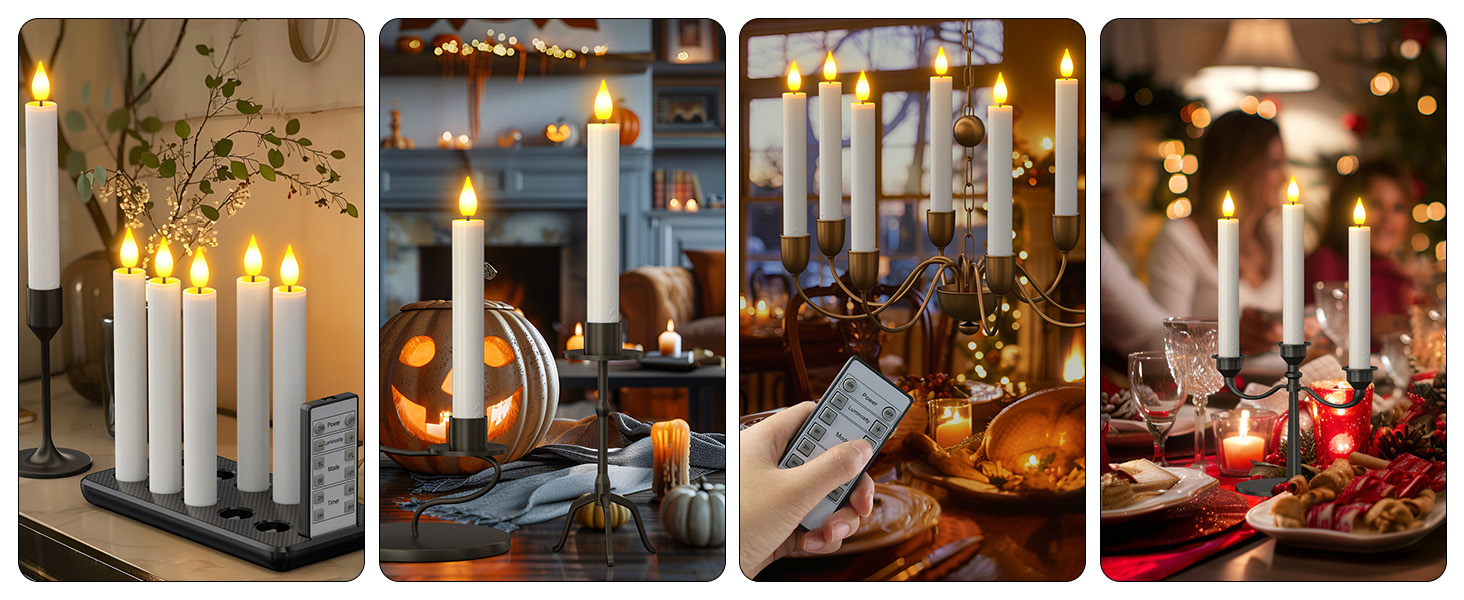 Rechargeable Battery Electric LED Tapered Candles for Wedding Halloween Christmas Home Decor