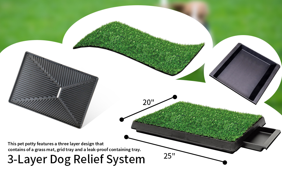 Dog Grass Pad with Tray, Artificial Turf Dog Grass Pee Pad Potty