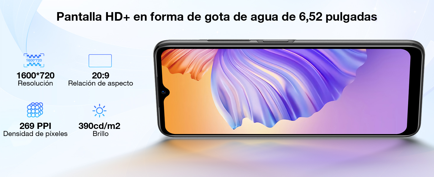 Pantalla HD+ en forma de gota de agua de 6,52 pulgadas