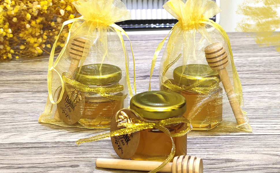 Ahhute 40 Pack Mini Honey Jars with Dipper Glass Honey
