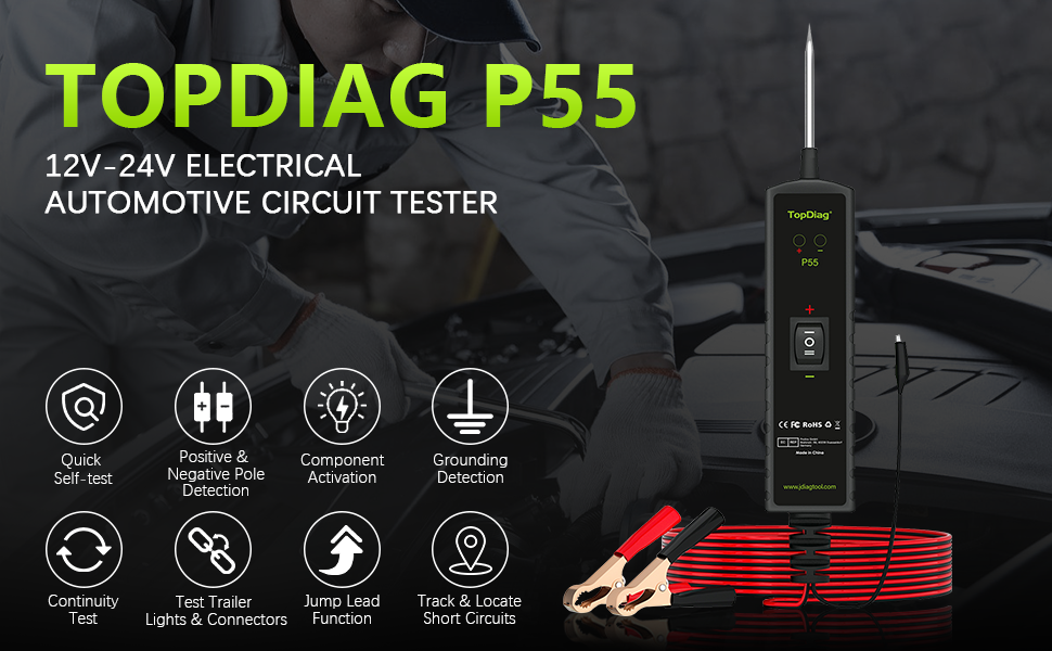 Topdiag P55 12V-24V Electrical Automotive Circuit Tester