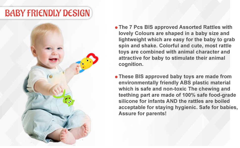 Royal Hub Rattles and Teether for Babies, Pack of 7 Pcs - Colourful Lovely Attractive SPN-MX9E8