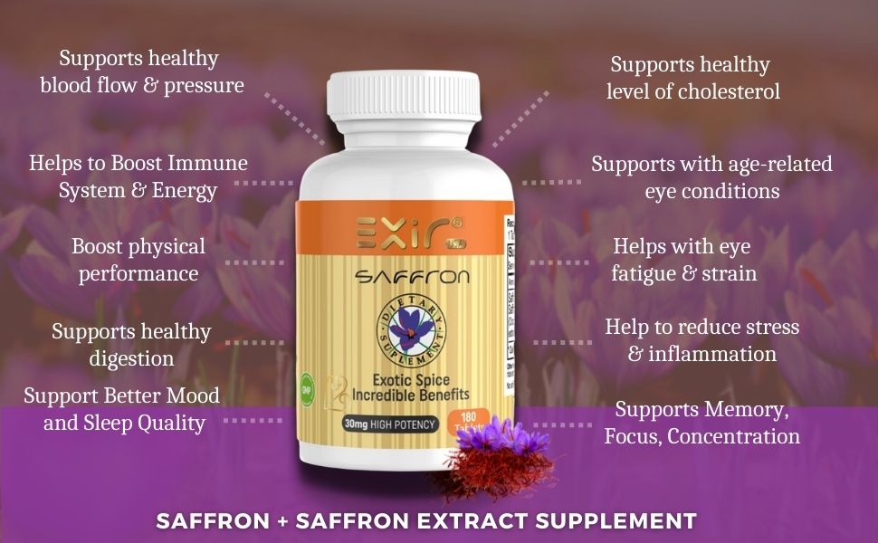 Exir Saffron + Saffron Extract Supplements 60Tablets