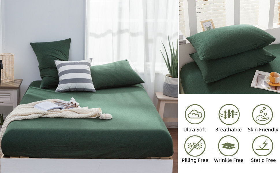 LIFETOWN 100 Jersey Knit Cotton Bed Sheet, Deep Pocket Sheet, 1 Fitted