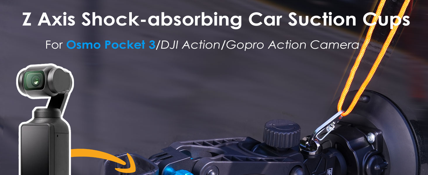 Osmo Pocket 3 Car Mount, Blade Arm Suction Cup Shock Absorbing Car Shooting System
