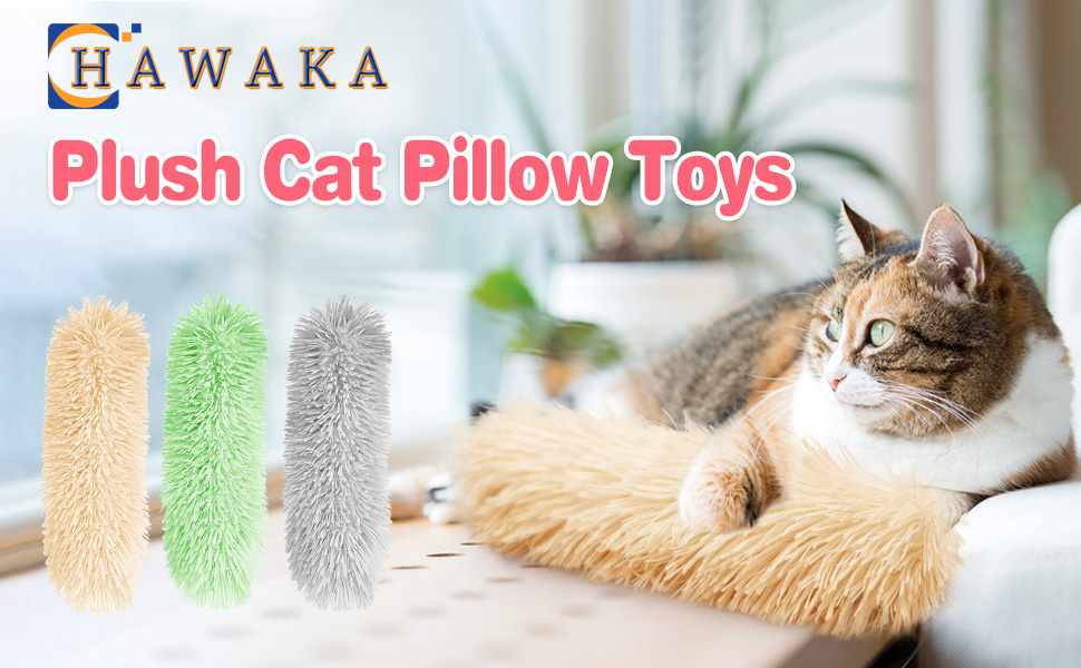 HAWAKA Cat Kicker Toys,11" Long Soft Plush Cat Toys Interactive Toy, Cat Pillows Toys with Sound