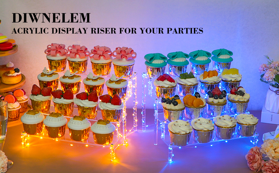 DIWNELEM 5 Tier Acrylic Risers Acrylic Display Stands