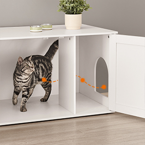 Feandrea Maison De Toilette Chat, Meuble Litière Chat, Avec Séparateur Amovible, Cache-litière Pour Chat, Table, 80 X 53 X 50 Cm, Blanc Par SONGMICS 15 1