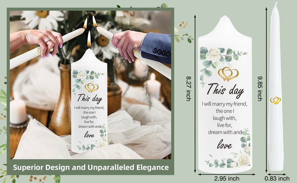 Unity Wedding Ceremony Set Candles, Include Glass Candlesticks Holders Stand White