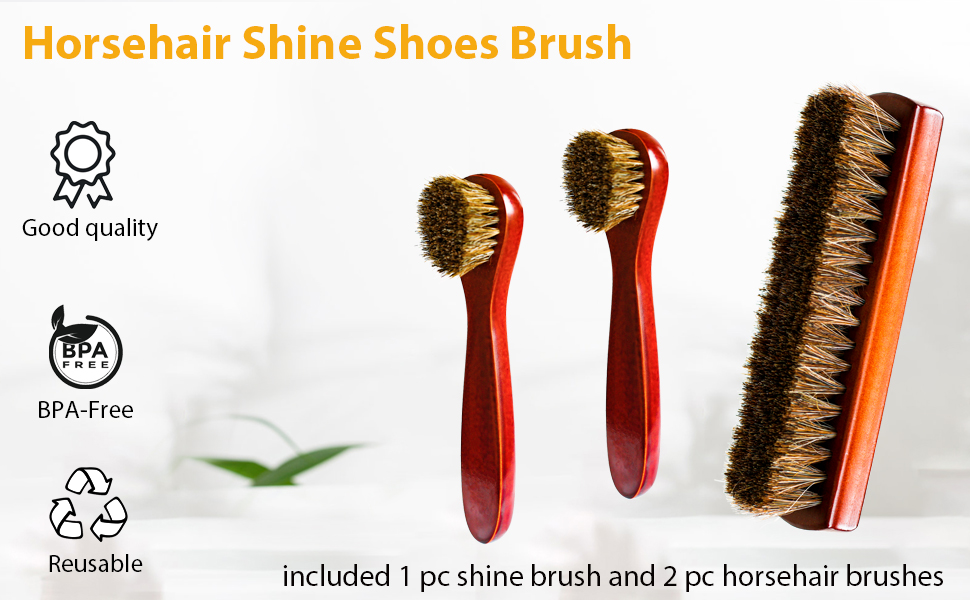 Horsehair Shine Shoes Brush Kit Polish Dauber Applicators