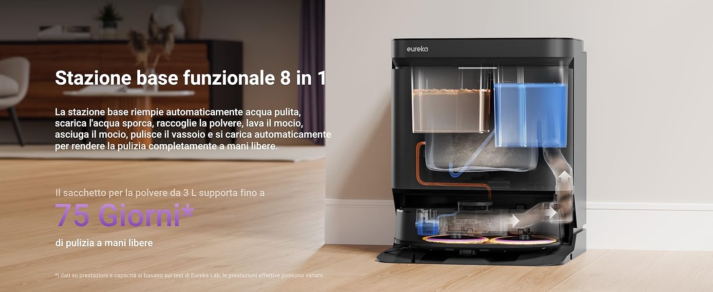 EUREKA J15 Pro Ultra Robot Aspirapolvere Lavapavimenti, Aspirapolvere Robot Potente Aspirazione