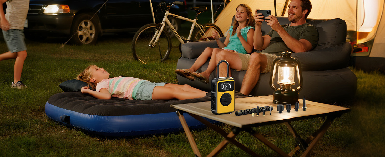 air pump for car, bike tires and inflatables