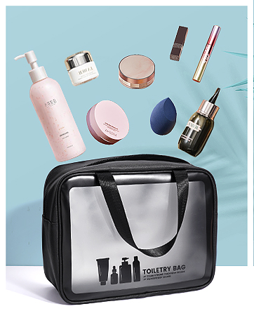 clear travel toiletries bag