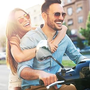 man and woman laughing