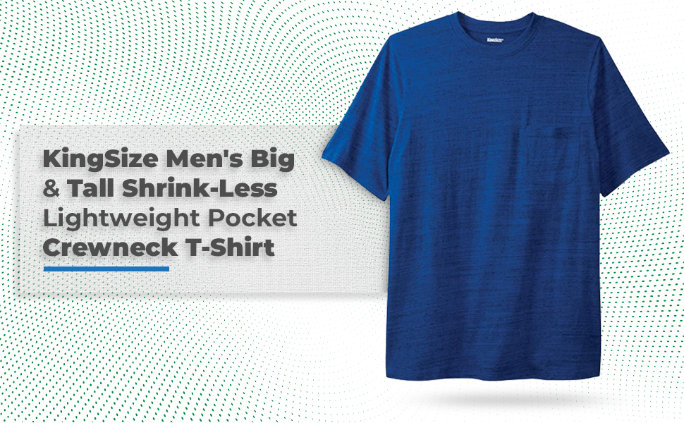 KingSize Men's Big & Tall Shrink-Less Lightweight Pocket Crewneck T-Shirt