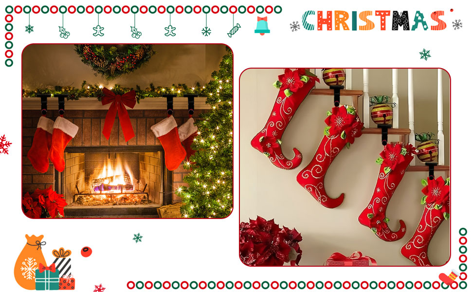 4 Pcs Christmas Stocking Holders, Mantle Weighted Christmas