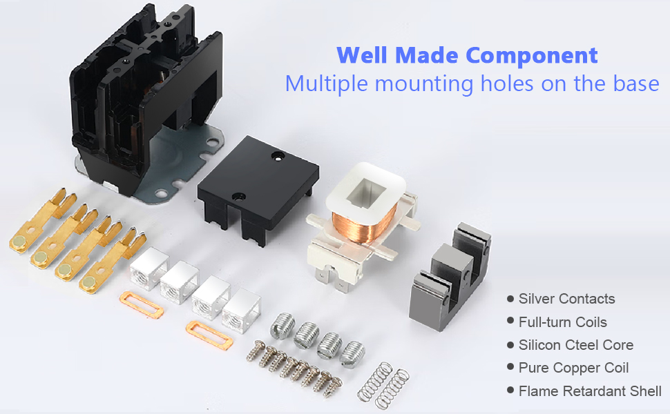 HVAC Contactor, 40 Amp Single Pole / 1 Pole Contactor 24V Coil AC
