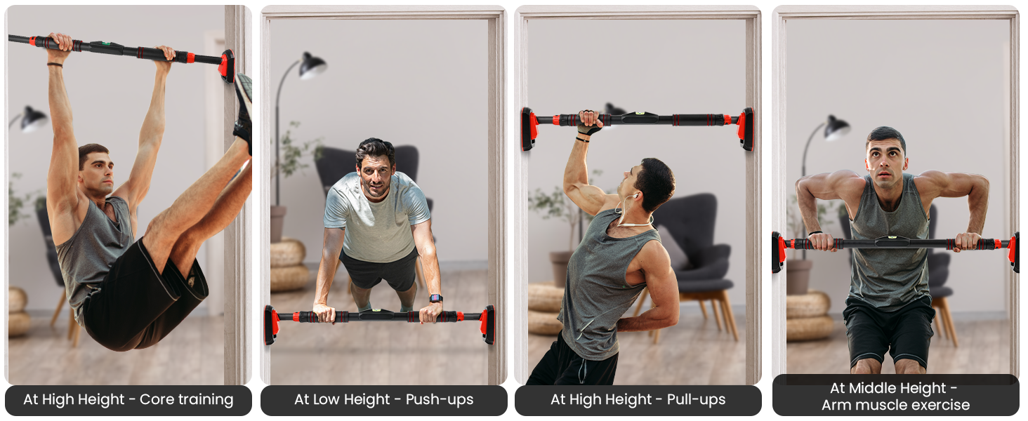 Adjustable 28.7''-39.4'' Width Security Lock Pull-up Bar for Doorway
