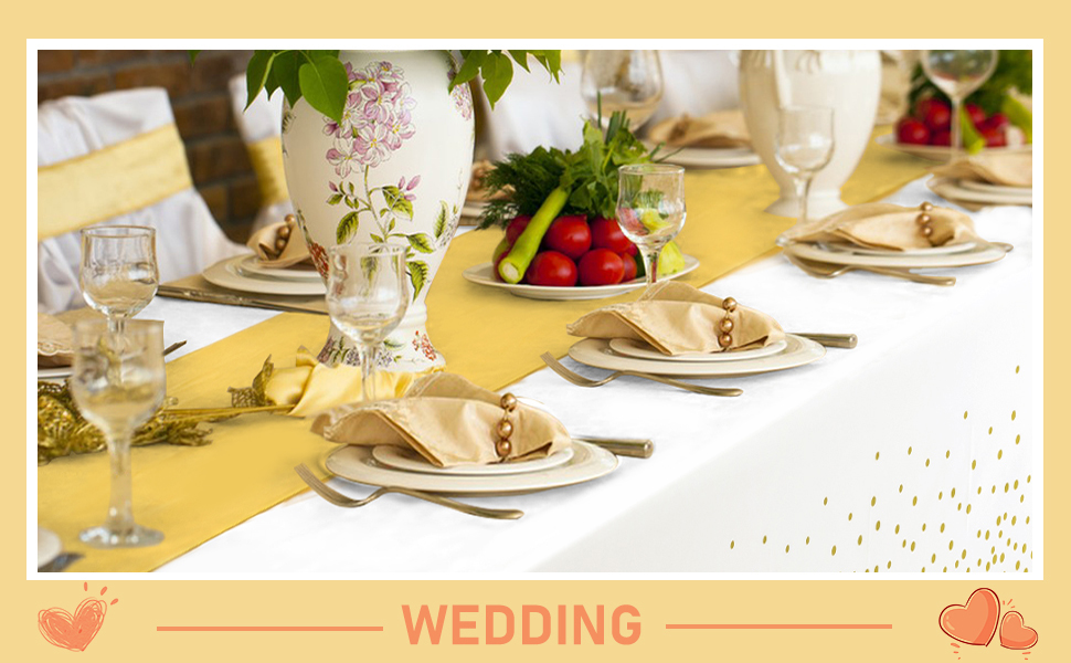 8 Pack Disposable Plastic Tablecloths and Satin Table Runner Set, 54 x 108 Inch Dot