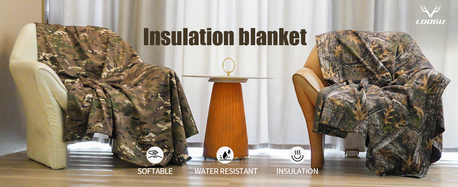 LOOGU Camo Blanket Waterproof Insulation Poncho Liner for
