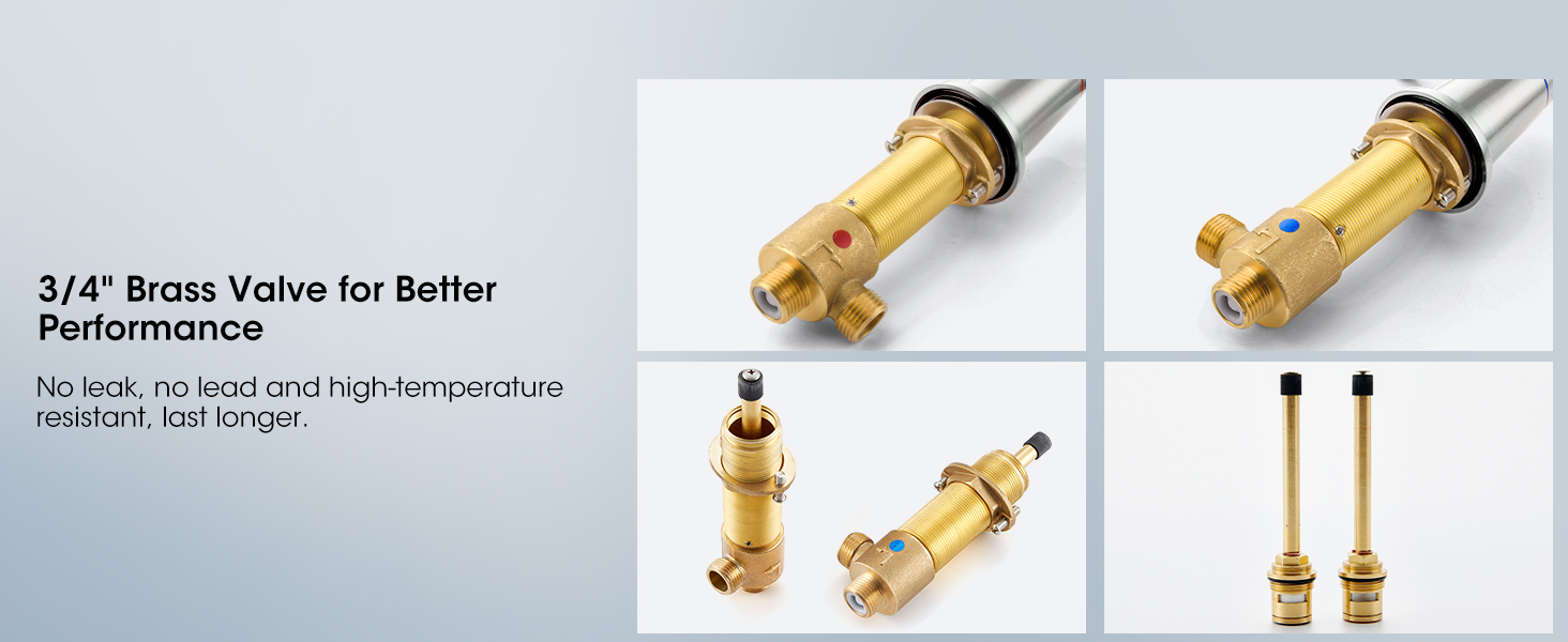 Kruzoo Roman Tub Faucet with Valve Widespread, Solid Brass 3 Hole