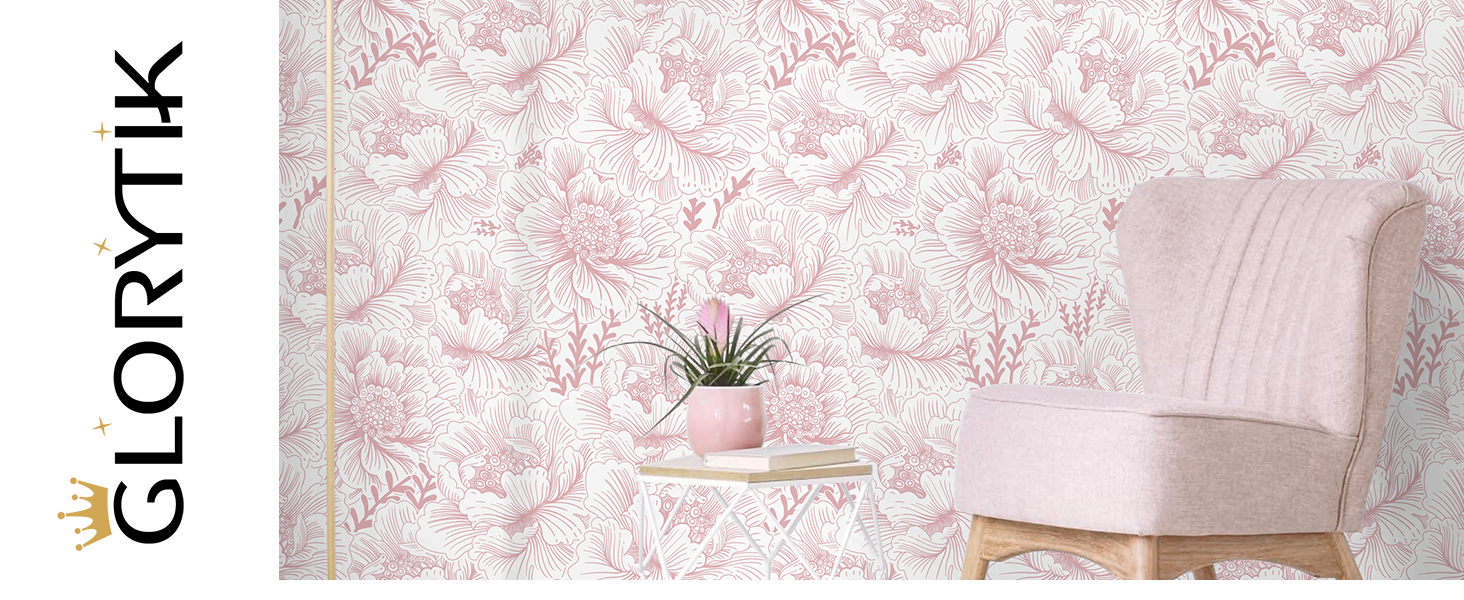  Floral Peel and Stick Wallpaper Boho Pink and White Contact Paper for Cabinets