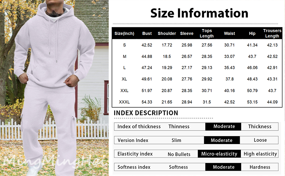 Fleece Hoodie and Sweatpants Set for Men Casual Sweatsuits 2 Piece Set Outdoor Workout Jogging Suit
